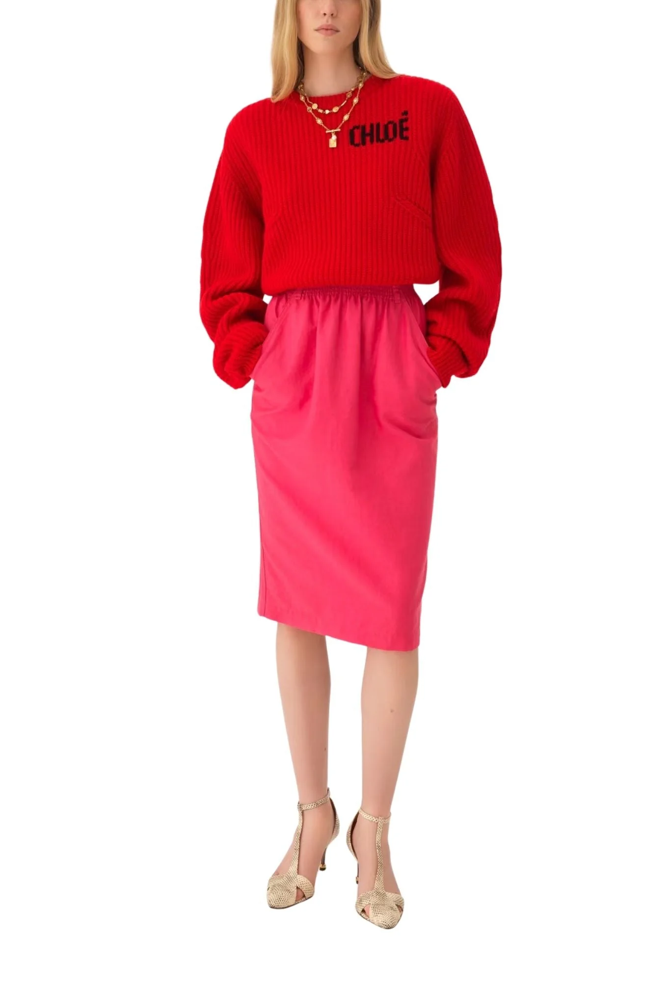 Chloe JU26 Midi Pencil Skirt In Cotton-Mix Gabardine - Image 3