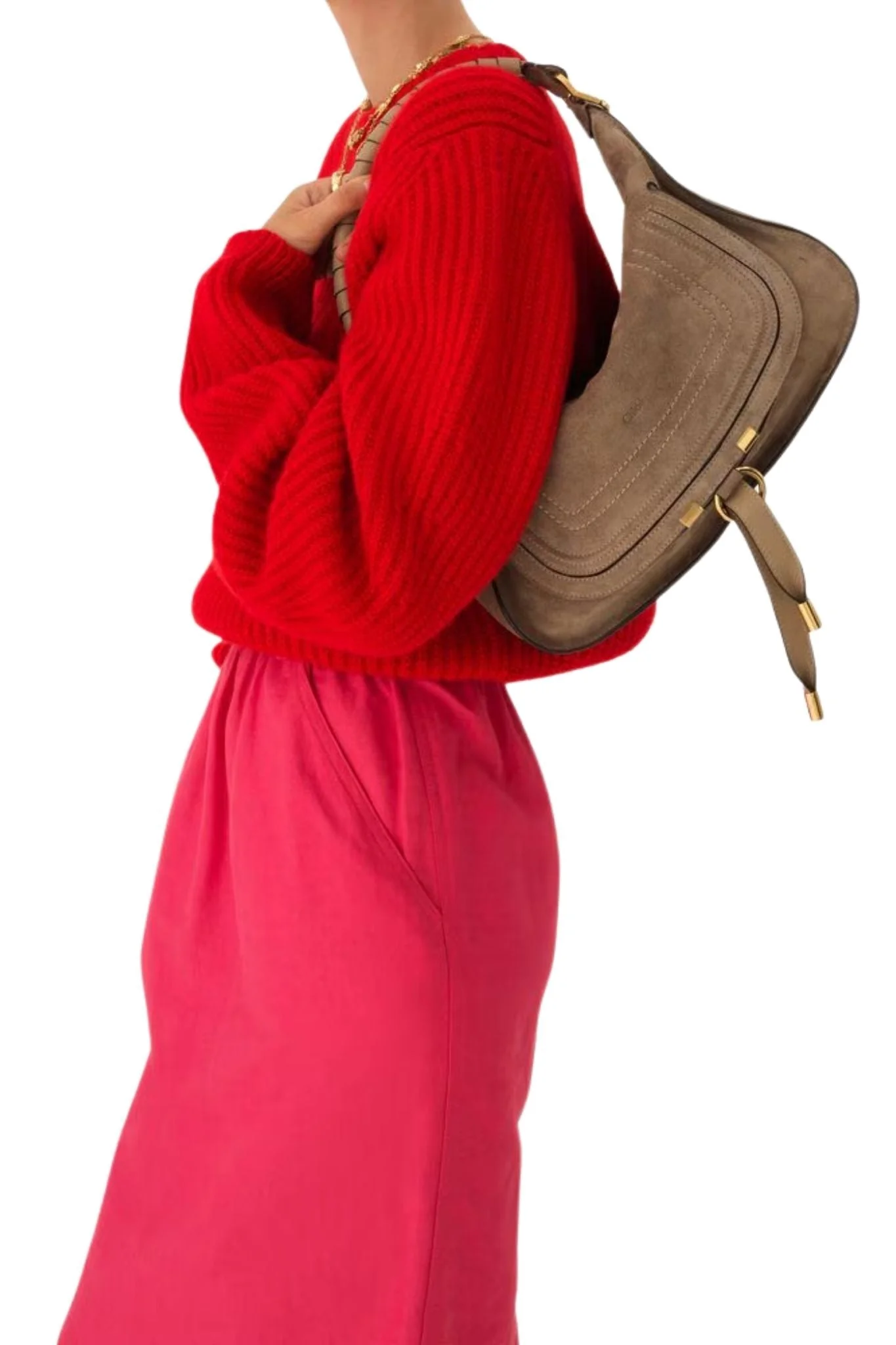 Chloe Marcie Shoulder Bag in Suede Leather - Image 6