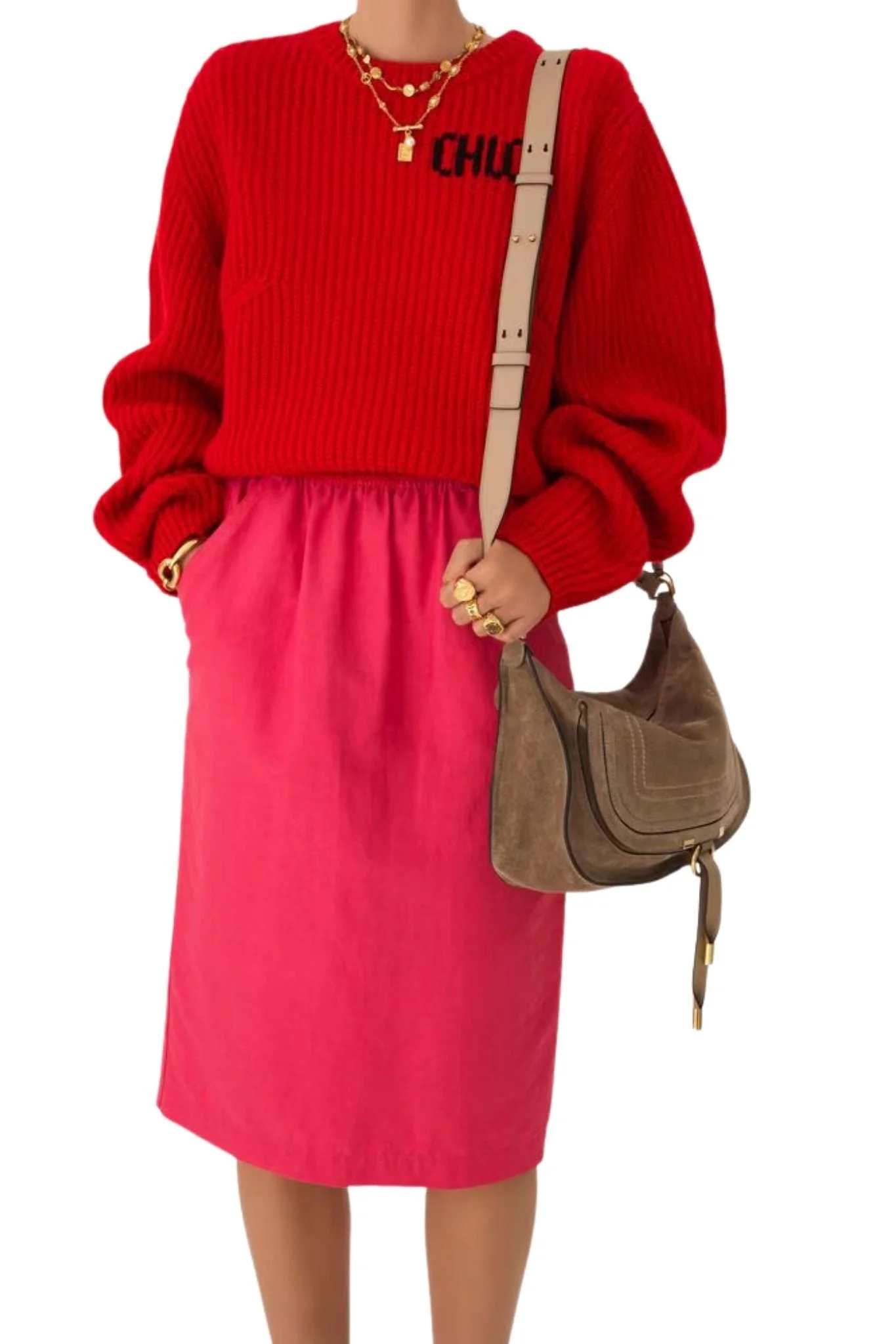 Chloe Marcie Shoulder Bag in Suede Leather - Image 7